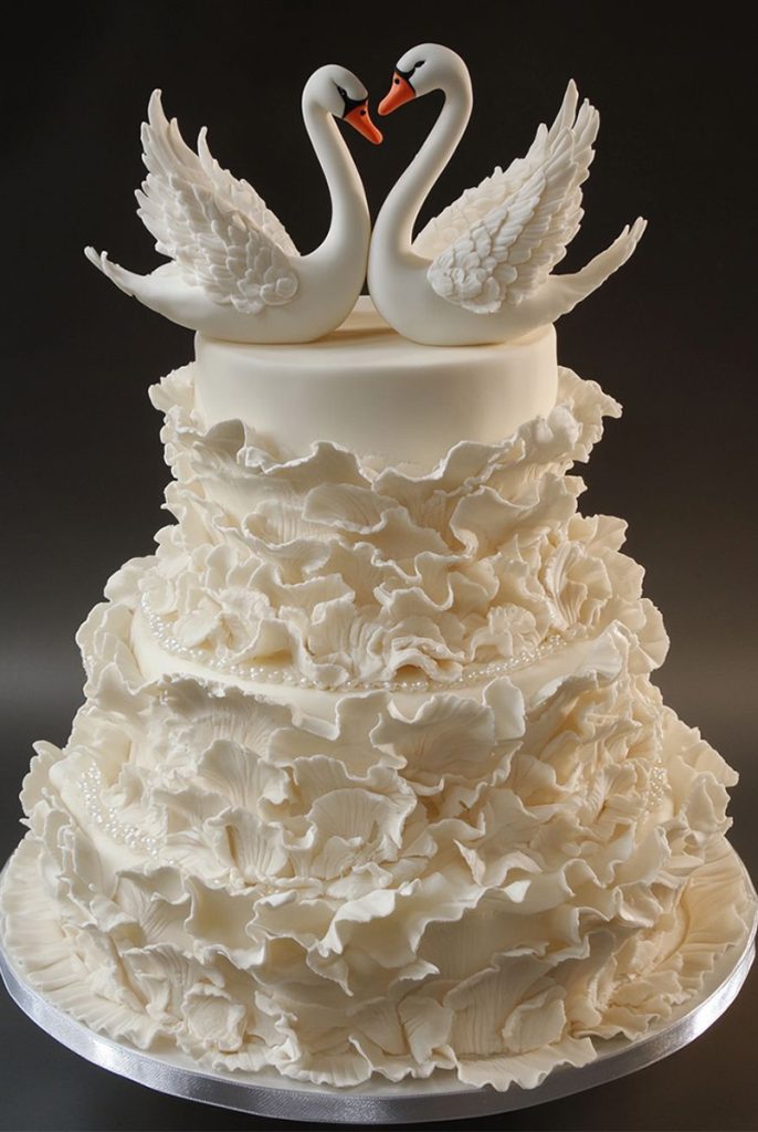 Swan Love Wedding Cake