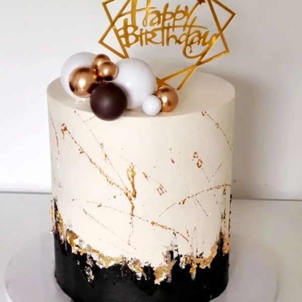 Tall Gold Splash Birthday Cake