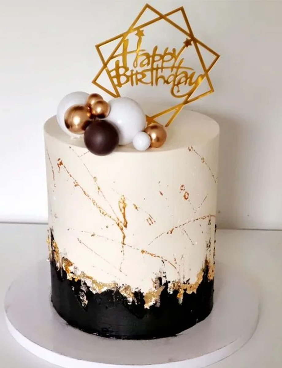 Tall Gold Splash Birthday Cake 1 Tall Gold Splash Birthday Cake