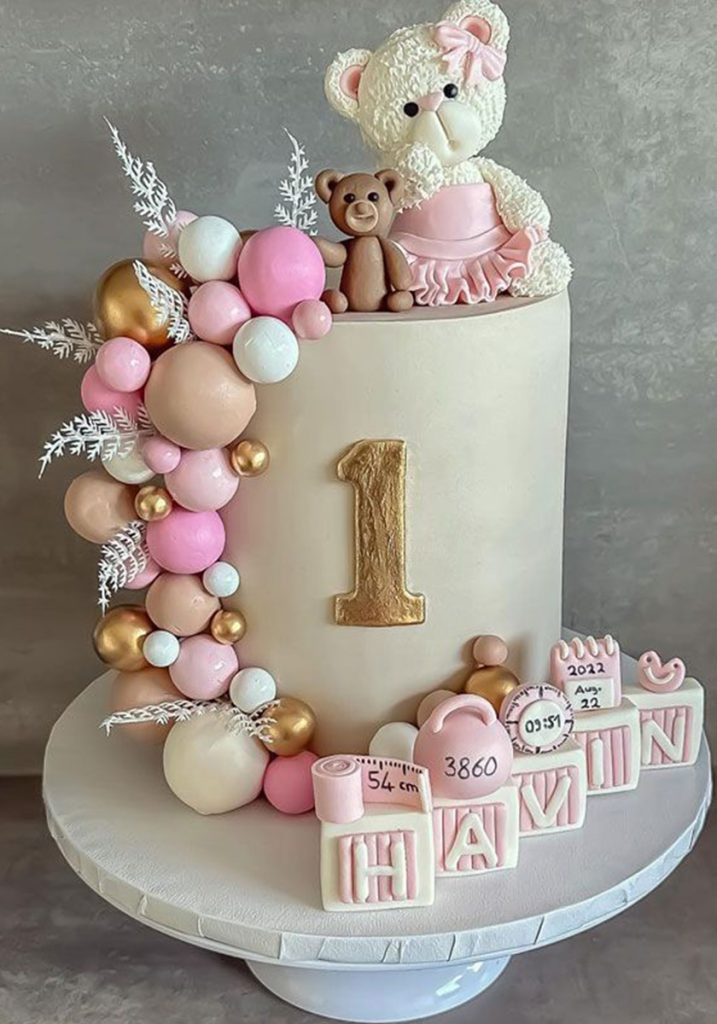 Teddy Bear Theme Cake with Faux Balls