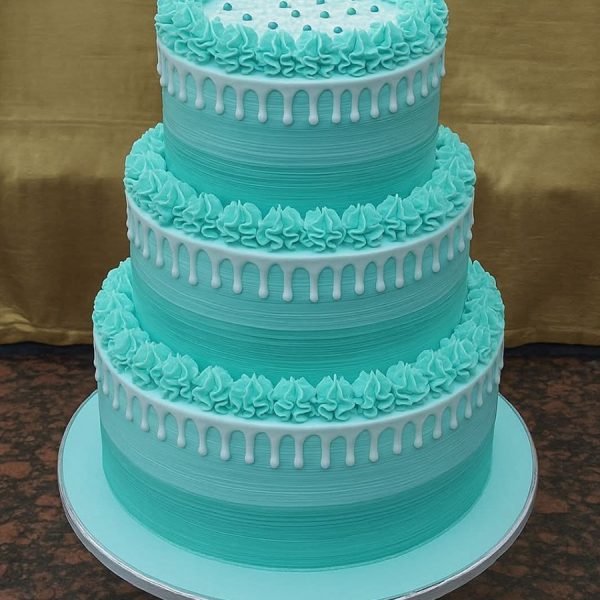 Turquoise Blue Drip Cake