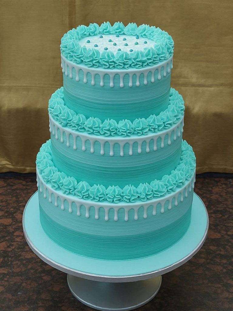 Turquoise Blue Drip Cake
