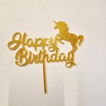Unicorn Happy Birthday (Golden Glitter)