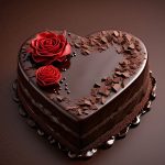 Valentines Day Choco Truffle Cake With Red Roses
