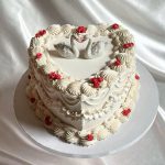 Valentines Day Heart Shaped Cake With Swans