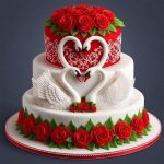 Valentines Day Swan Designer 3 Tier Cake