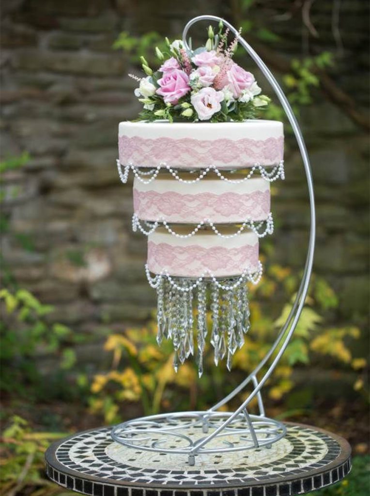White Crystal Pink Hanging Cake