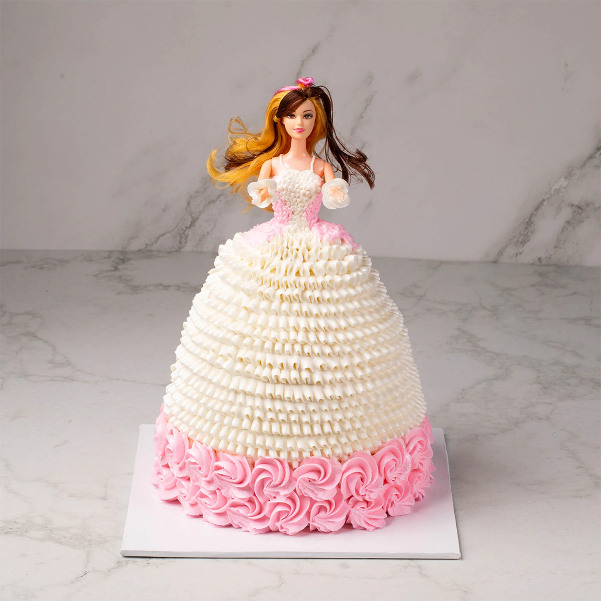 White Gown Barbie Doll Cake 1 White Gown Barbie Doll Cake
