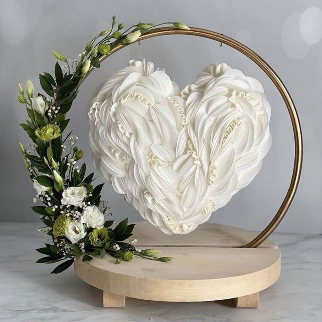 White Heart Hanging Cake