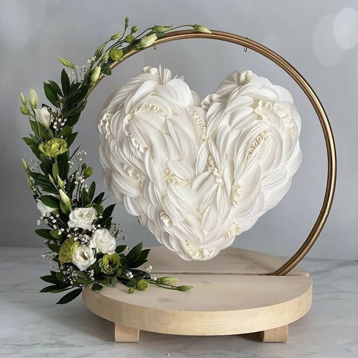 White Heart Hanging Cake