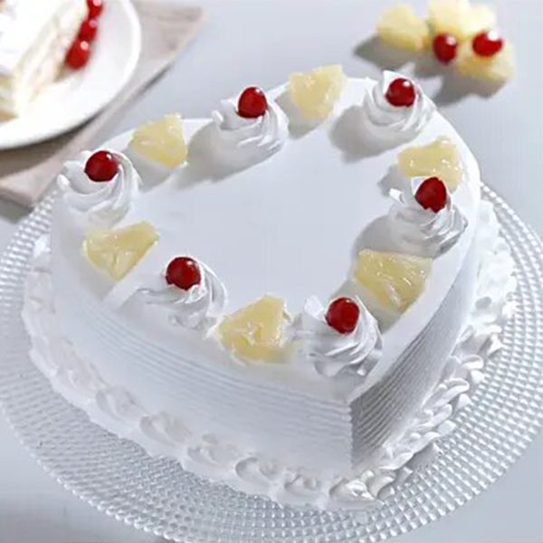 White Heart Shaped Pineapple Cake