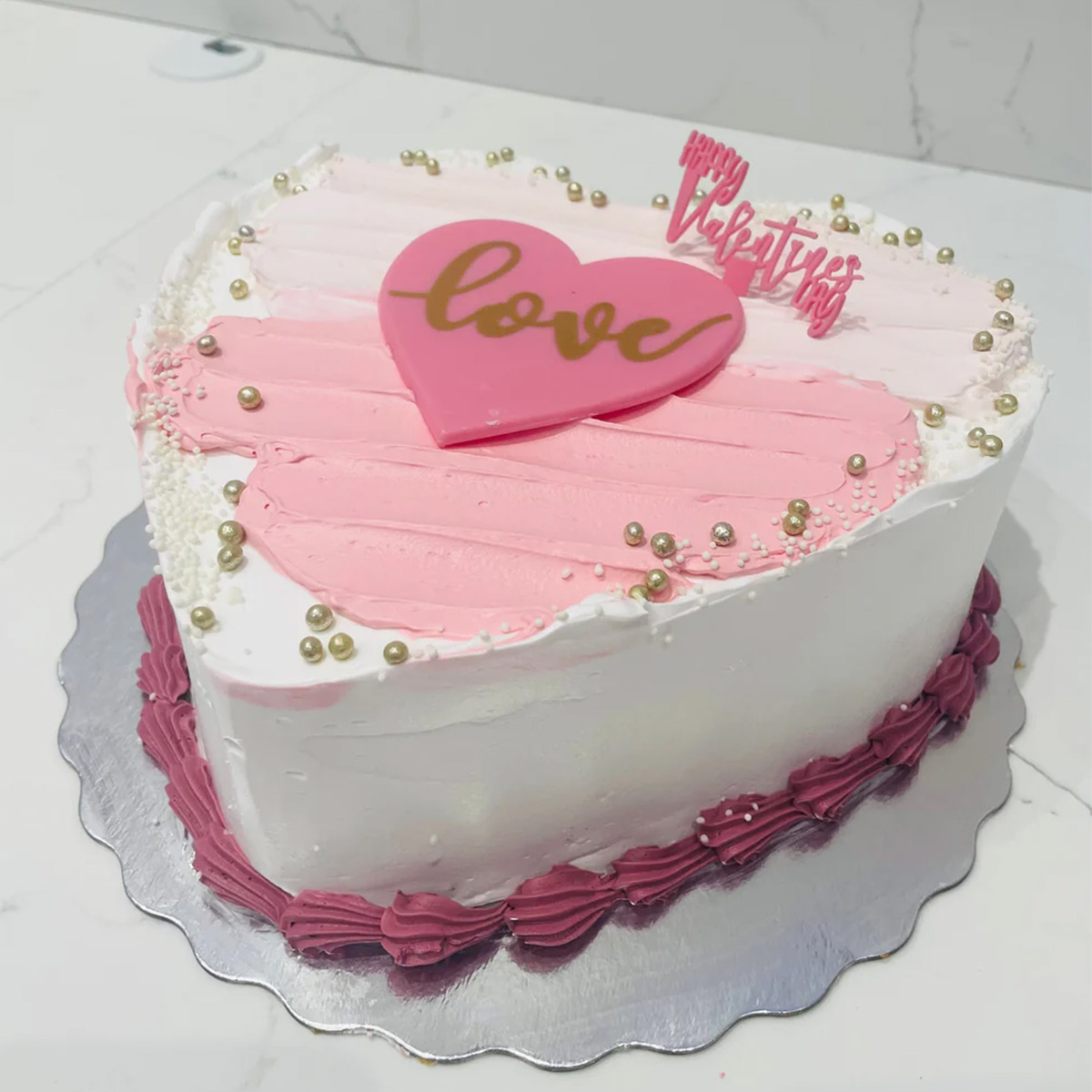White and Pink Heart Cake 1 White and Pink Heart Cake