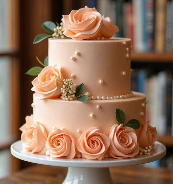 Creamy Floral Wedding Cake