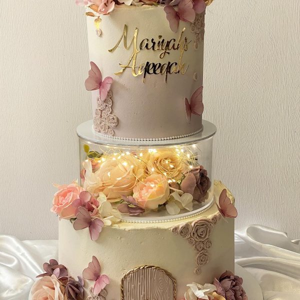 Fillable Floating Floral Wedding Cake