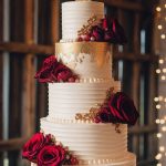 5 Tier Wedding Cake With Red Roses